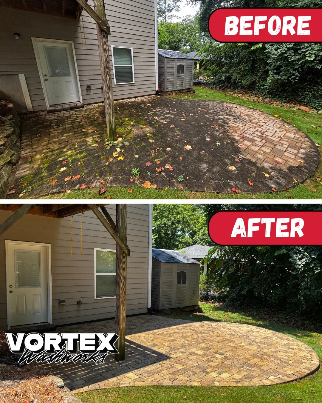Patio pressure washing before and after in Decatur, GA